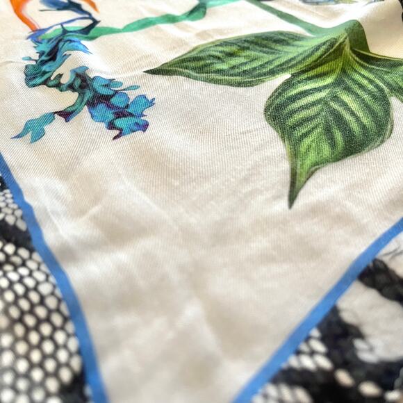 Roberto Cavalli Tropical Floral Bird Butterfly Nature Modal Long Scarf Shawl - Picture 9 of 12